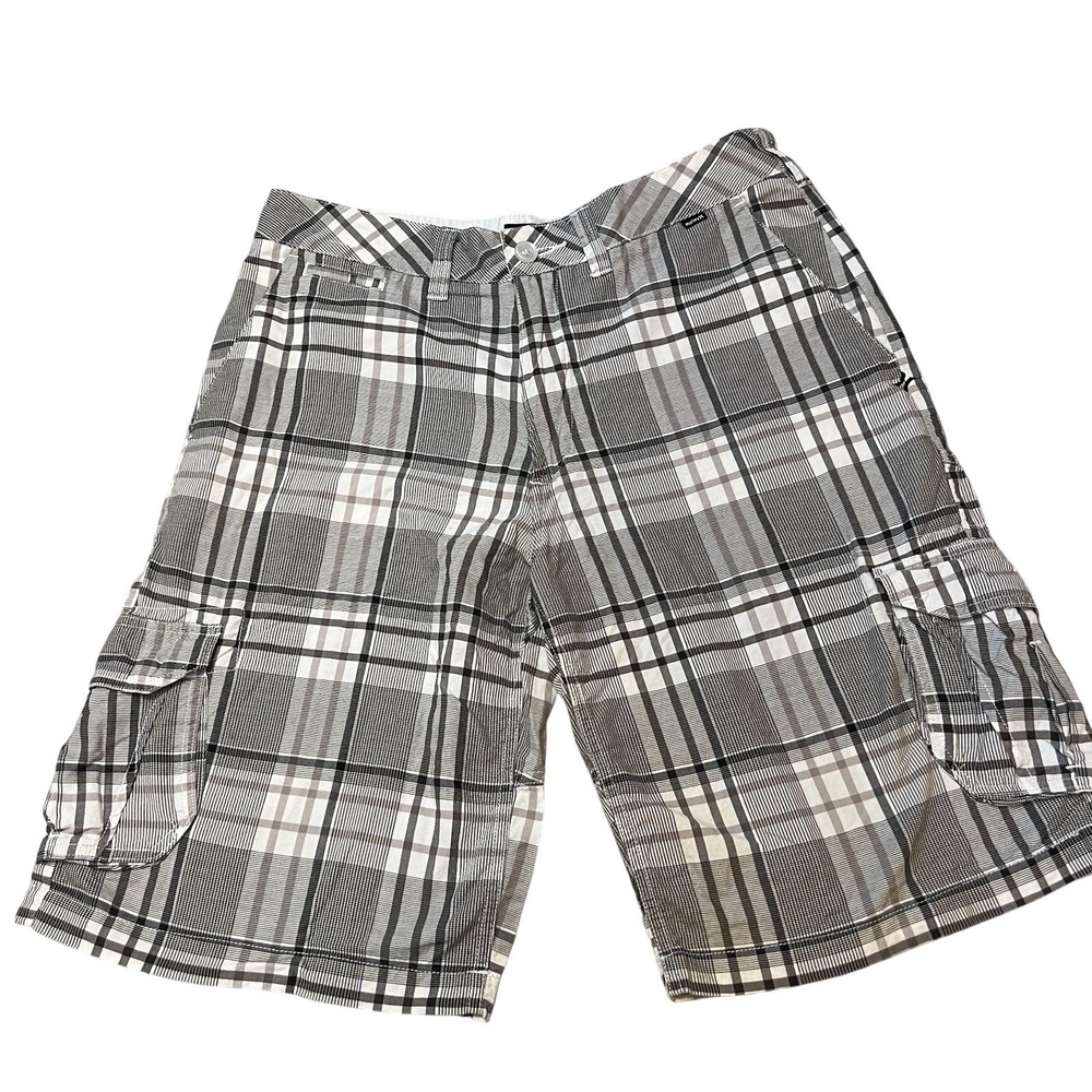 Hurley‎ Plaid Cargo Shorts Mens Size 32 Cotton Blend